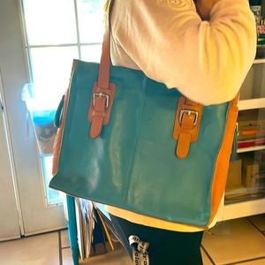 Tote bag , blue and tan